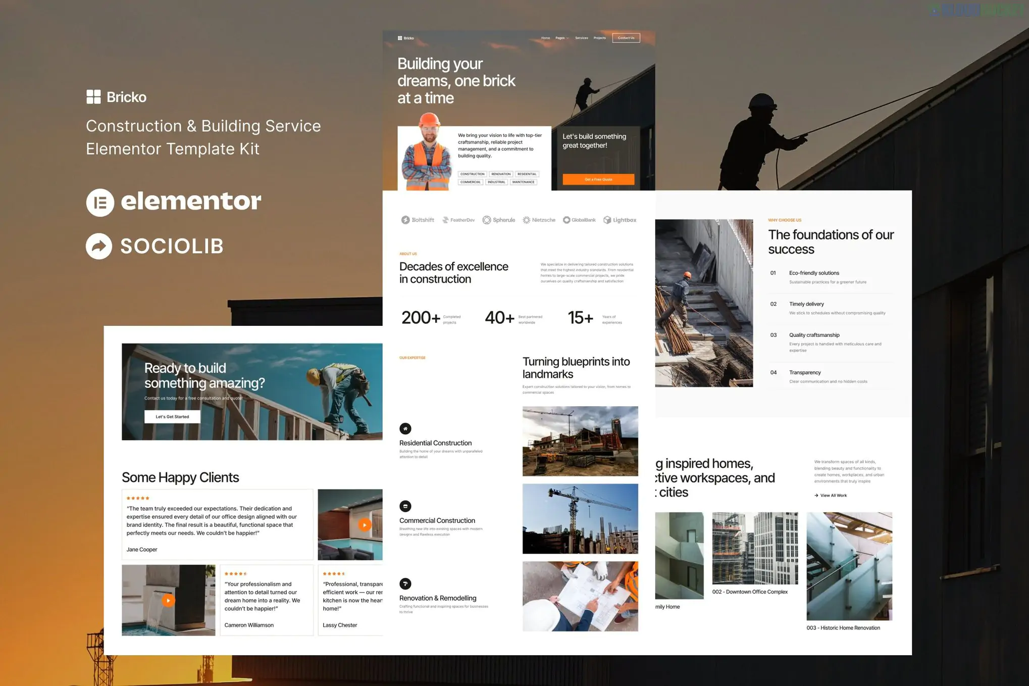 Bricko - Construction & Building Service Elementor Template Kit 1.1