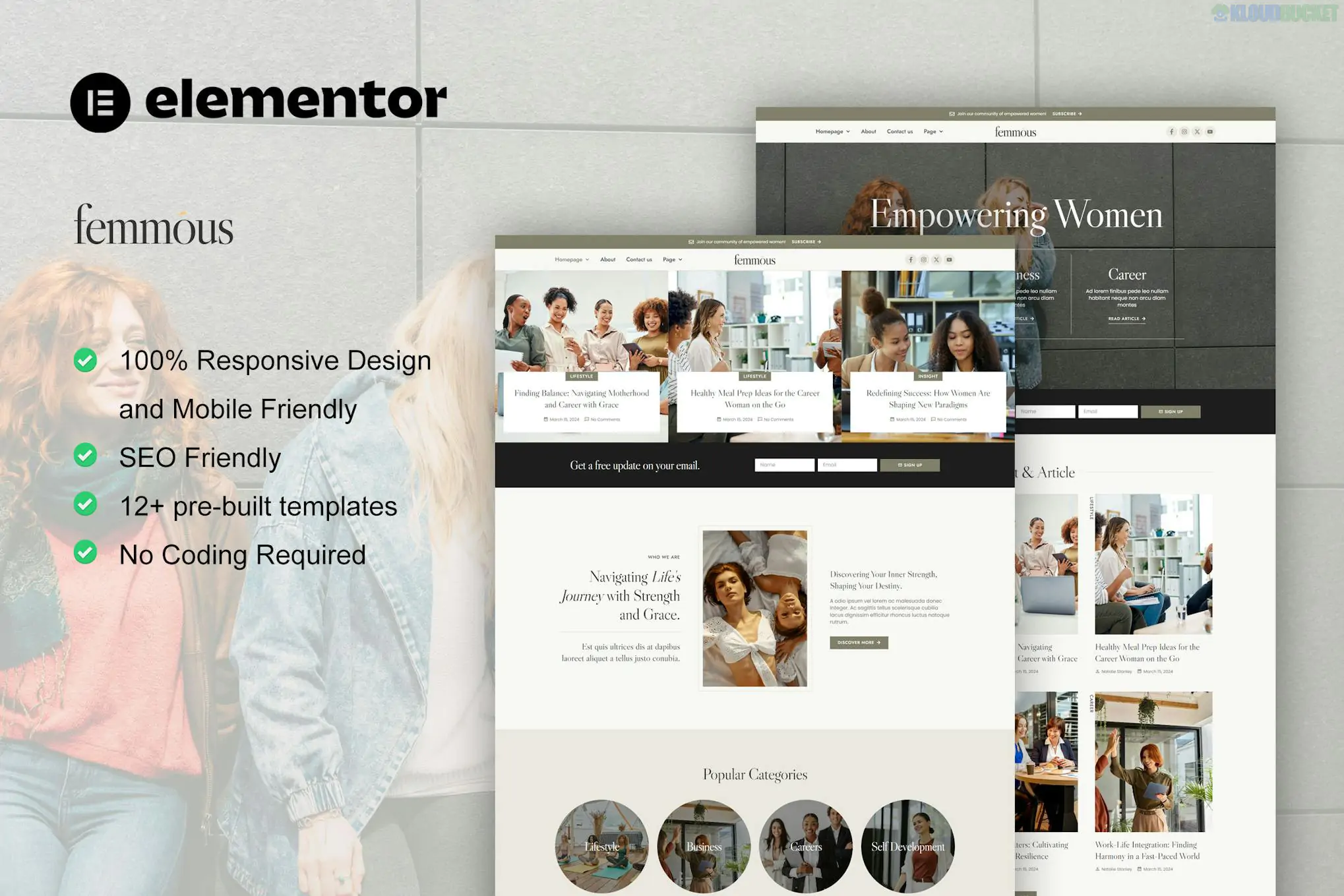 Femmous - Modern Feminine Blog Elementor Template Kit 2.1.1