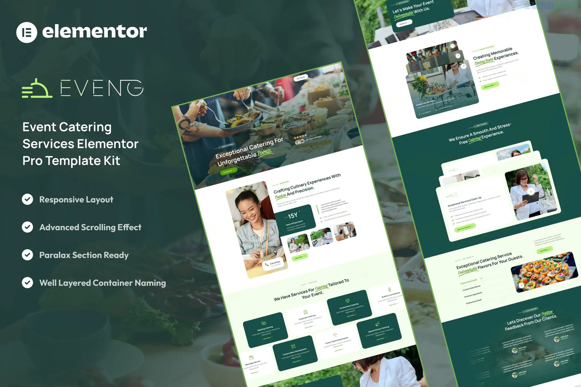 Eveng - Event Catering Services Elementor Pro Template Kit 1.2.1