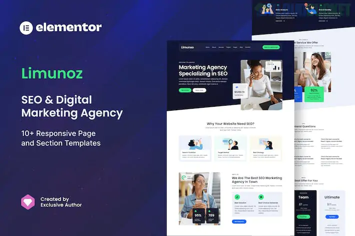 Limunoz - Digital Marketing & SEO Agency Elementor Template Kit