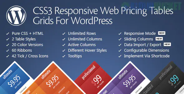 CSS3 Responsive WordPress Compare Pricing Tables 11.8