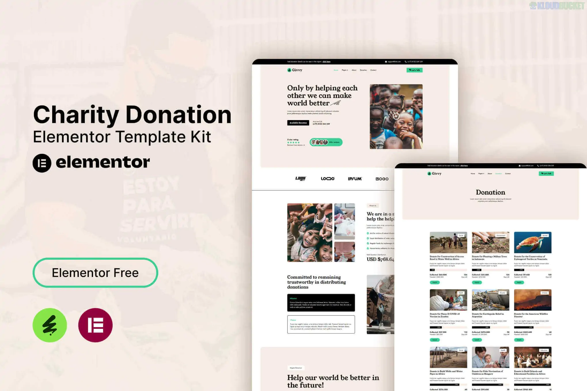 Givvy - Charity Donation Elementor Template Kit 1.0.0