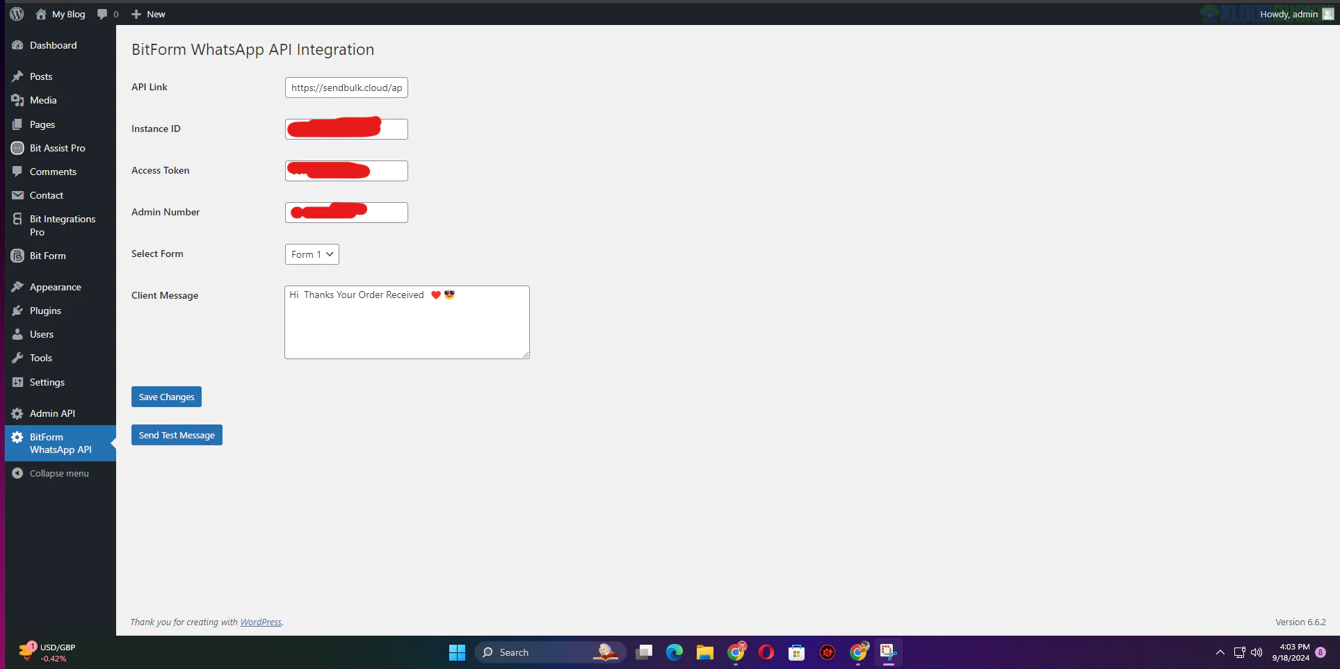 BitForm WhatsApp API Integration With Waziper: Effortless WhatsApp Messaging 1.2