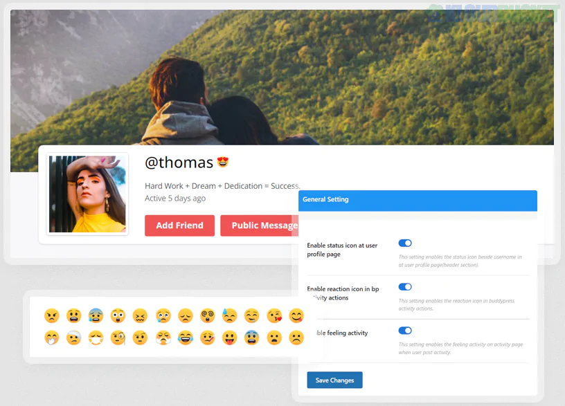 BuddyPress Reactions and Status 2.8.1