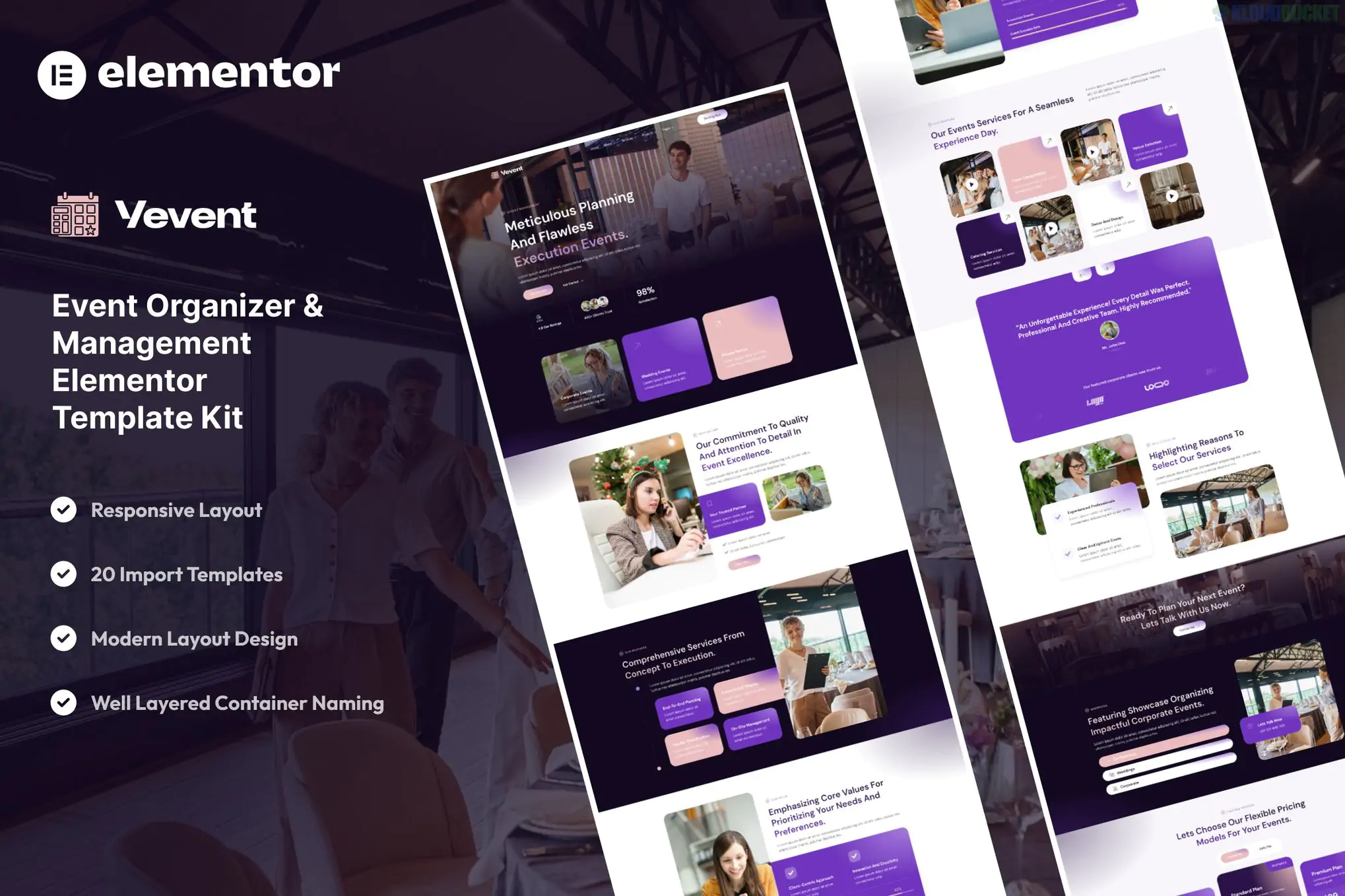 Vevent - Event Planner & Organizer Elementor Template Kit 1.0.2