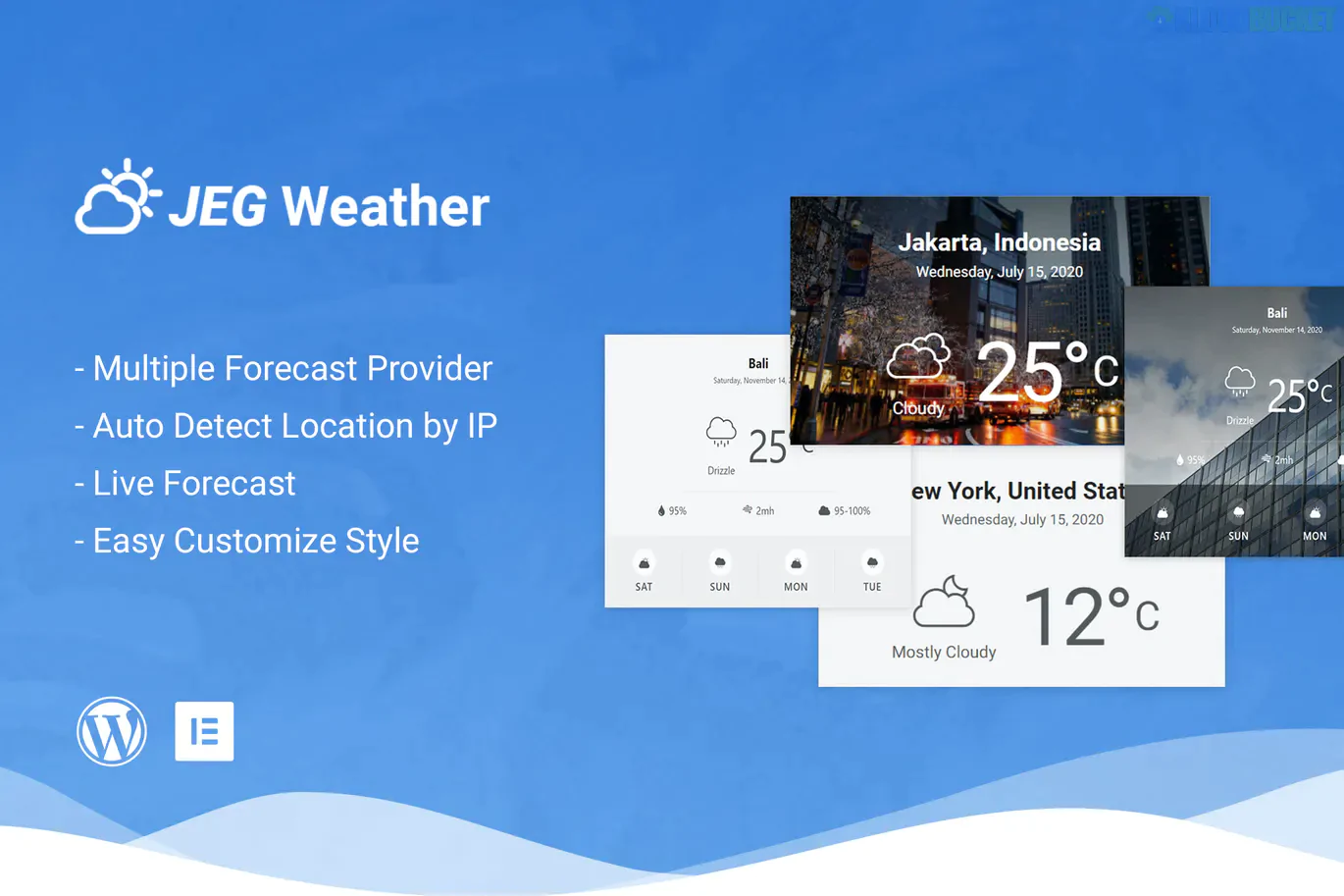 Jeg Weather Forecast WordPress Plugin - Add Ons for Elementor and WPBakery 1.0.5